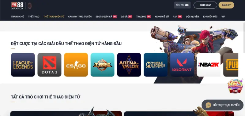 Chơi Thể Thao Điện Tử khi truy cập link vào M88