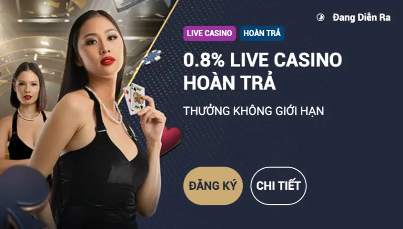 Hoàn trả 0.8% sảnh Casino thưởng không giới hạn